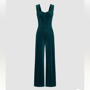 NWT Green Velour Jumpsuit